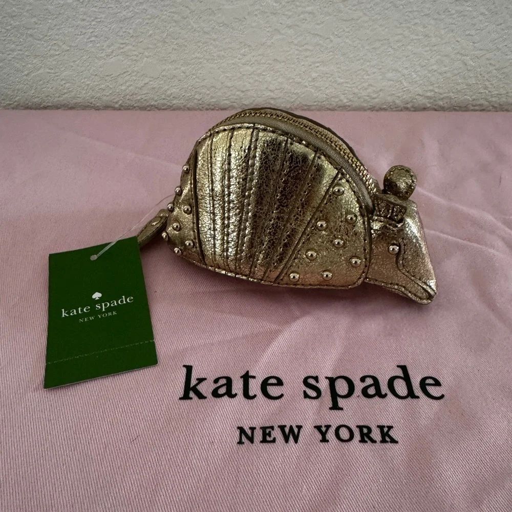 Kate Spade Gold Cosmetic Bag Seashell Design - Picture 1 of 5